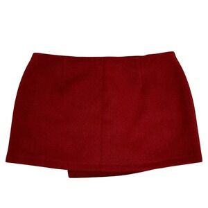 Abercrombie Y2K Low Rise Micro Mini Faux Wrap Skirt‎ Skort Large Red Wool Blend